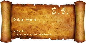 Duka Vera névjegykártya